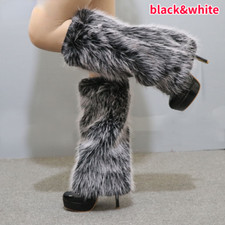 Ladies Plush Faux Fur Leg Covers Warmers Furry Shoes Boot Cuffs Winter Thermal