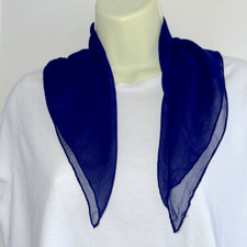 Vintage navy blue semi sheer chiffon polyester square scarf