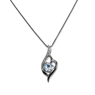 Venetian Chain Necklace 0.6mm Pendant Water Drop CZ 925 Sterling Silver