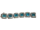 Vintage Costume Jewelry Cocktail Bracelet Aquamarine And Diamond Colored Stones