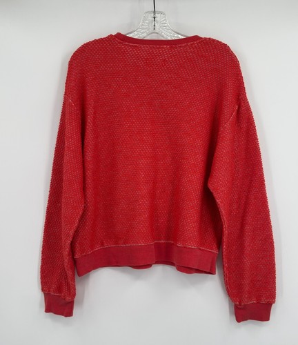 Marine Lagenlook Damen Sweatshirt rot Baumwollmischung strukturiert Rundhals Gr. L - Bild 3 von 6