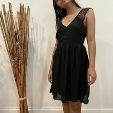 NSR Skater Dress M New 9358 Sleeveless V-Neck Lace Lined Polyester Chiffon Mini