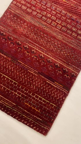 2x4 Orange Rust Afghan Hand Made Striped Oriental Lori Baft Wool Rug - Video 1 of 1
