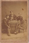 18??-VINTAGE ANTIQUE PHOTO-RUSSIAN AND BULGARIAN OFFICERS PLAY CHESS-PH MARKOLES