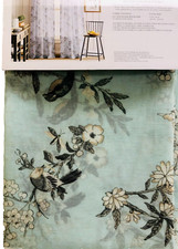 Martha Stewart Spring Meadow Bird Floral Sheer 84" Curtain Panels Pair Seafoam