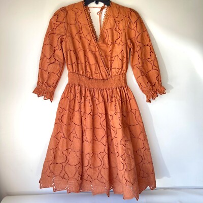 open lace back dress Rachel Dress Burnt Orange Cotton Windowpane Xs / Burnt Orange Cotton Windowpane
