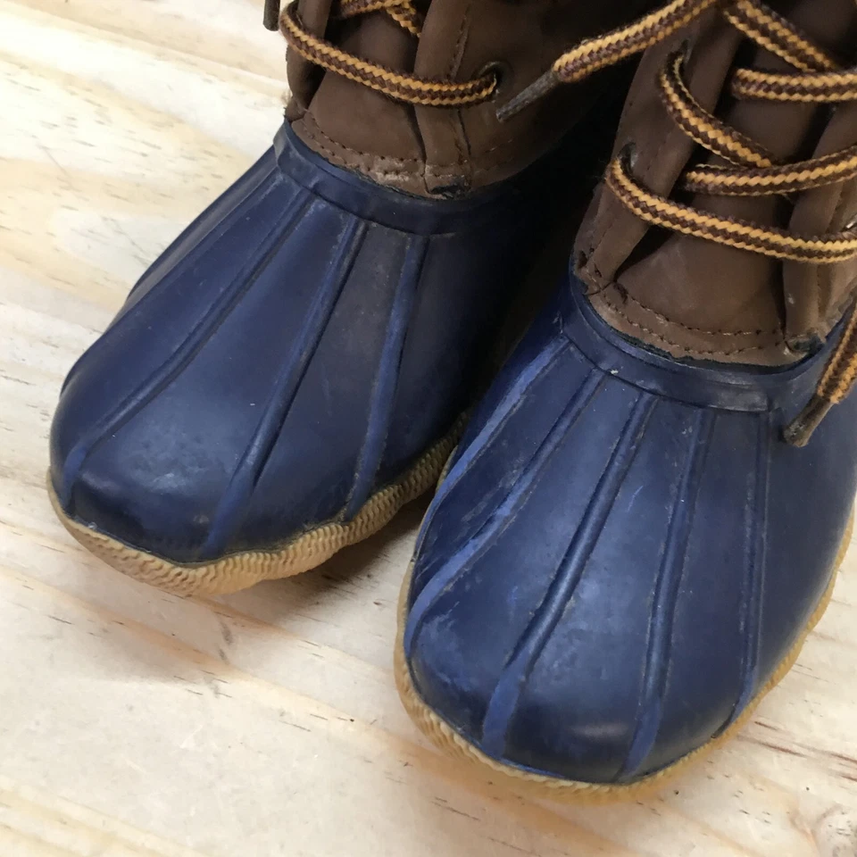 Tommy Hilfiger Boots Youth 2 Duck Brown Blue Lace Up Ankle Top Comfort Casual - Image 4 of 4