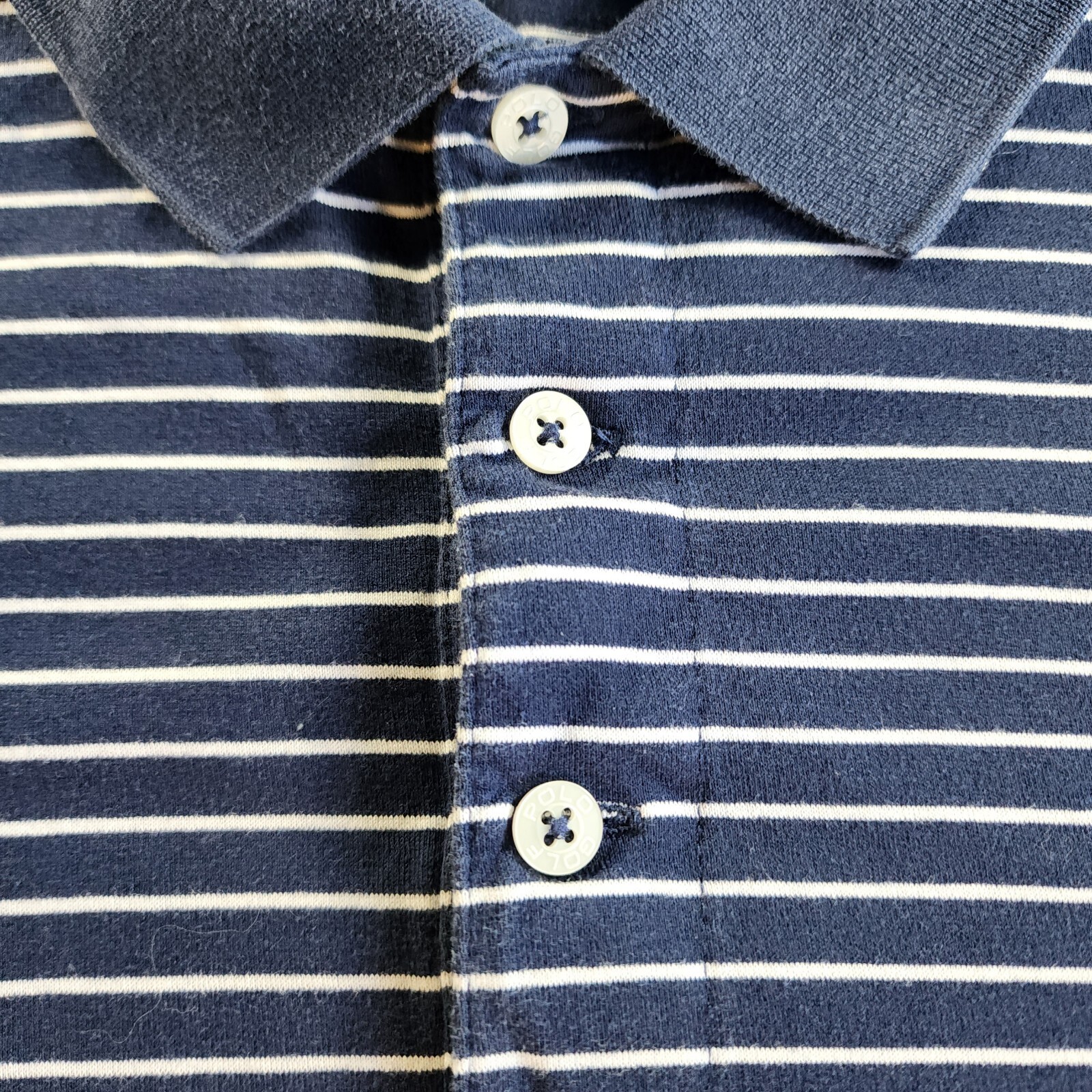 PONY Polo Golf Ralph Lauren Camicia Uomo Grande Vintage Righe Blu Navy