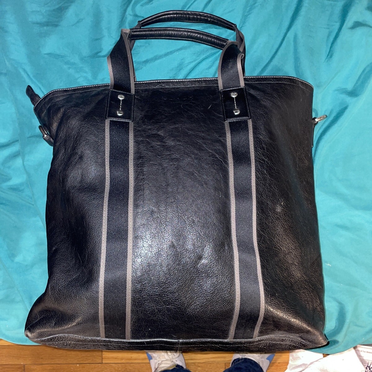 Coach Black Hudson Leather Double Handle Tote Bag Men/Women | eBay