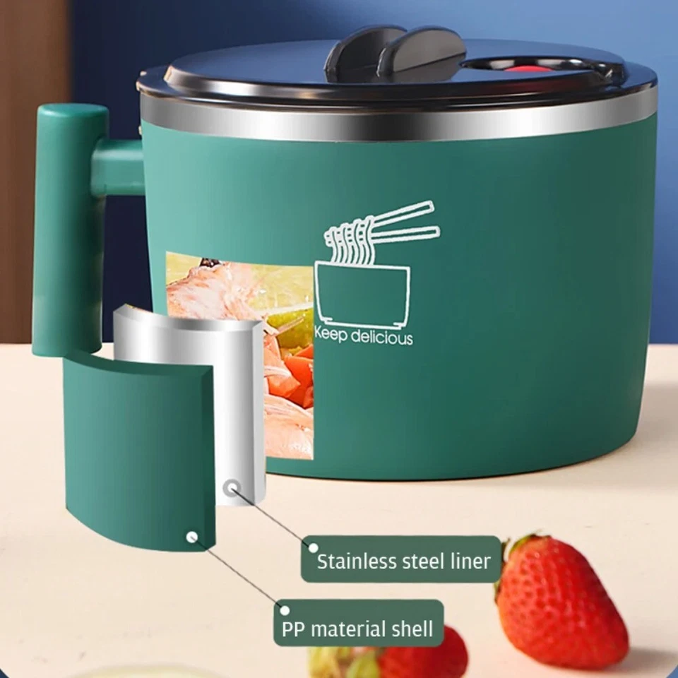 Fideos Instantáneos Tazón Acero Inoxidable Ramen Tazón 1000ML Fideos Caja de Fideos con Tapa Foto 3 de 4