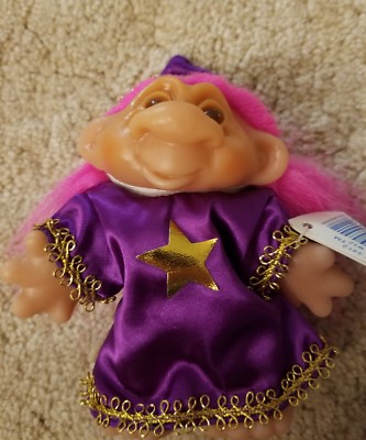 Vintage Dam Adopt A Norfin Troll 5''-Little Wiz-1986- Pink Hair- Open smirk