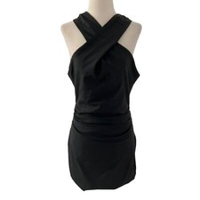 Choosy Black Fitted Halter Stretch Bodycon Dress Women's Size 10 | 45-5
