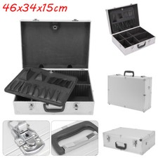 Professional Aluminium Lockable Tool Storage Box Flight Trolley Case 46x34x15cm