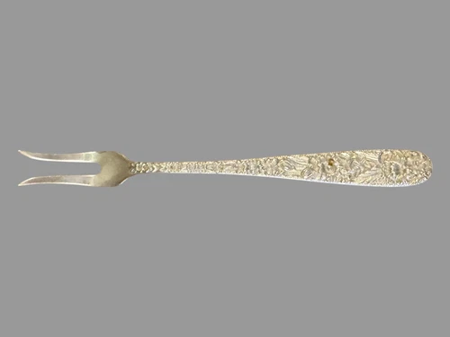 Kirk & Son Stieff Sterling Silver Repousse 5-3/4" 2 Tine Lemon Fork