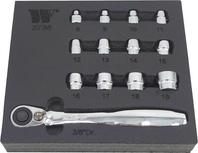 Welzh Werkzeug Super Slim Ratsche & Steckschlüsselsatz für enge Räume 3/8'' 8-19mm 3736
