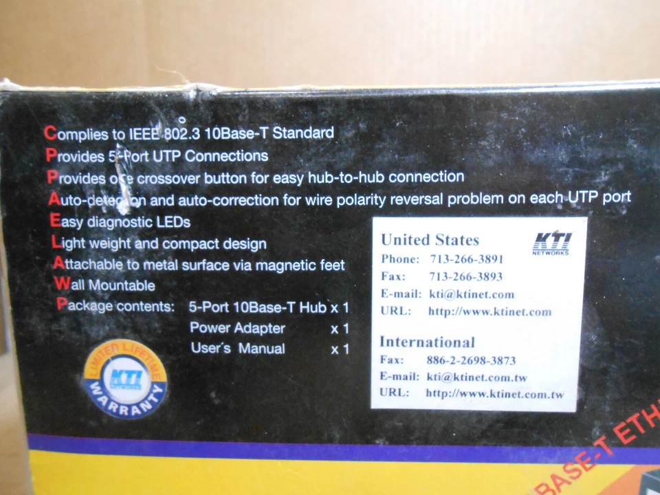 SOHO 5-PORT 10 BASE-T ETHERNET HUB - Image 2 of 3