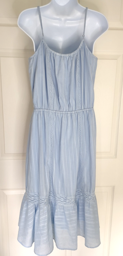 Ella Moss Women's Cotton Light Blue Lined Sundress With Lace Size L - Picture 2 of 8