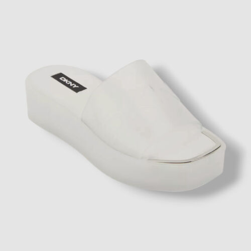 DKNY Women's White Laren Clear Platform Slide Sandals Shoes Size 5