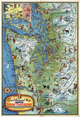 Good Natured Map Shrine Playground Freemasonry Shriners Wall Poster