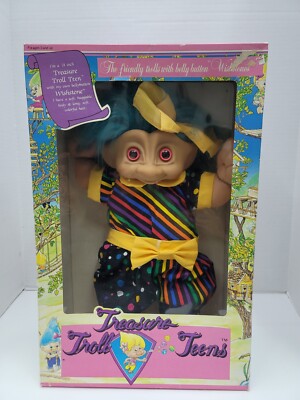 Treasure Troll Teen Bellybutton Wishstone 14'' Doll ACE Novelty Co. Blue hair NEW