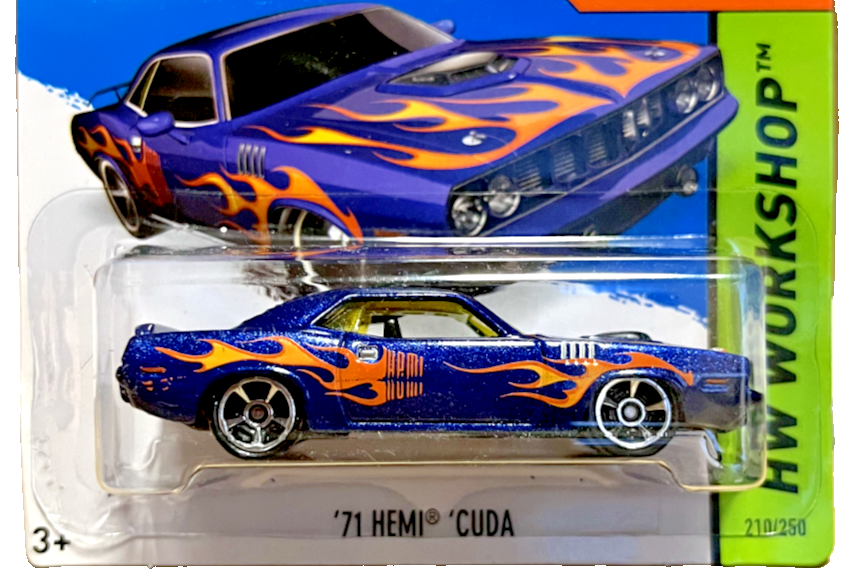 1971 PLYMOUTH HEMI CUDA BLUE WITH FLAMES 1:64 by HOT WHEELS HW
