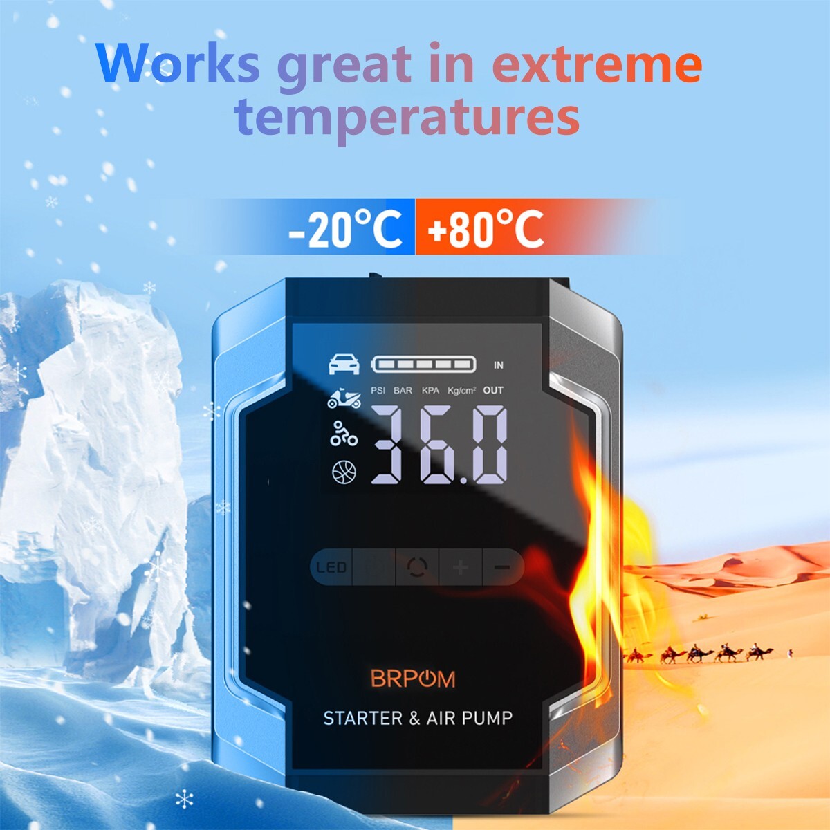 8500A Car Jump Starter With Air Compressor Pack Booster 12V Power Bank