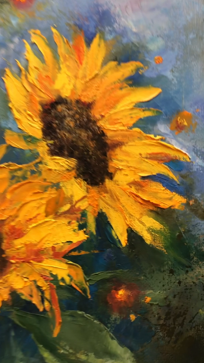 油絵 絵画 【sunflower】 Sunflower Painting Floral Original Art Flower Wall Art Oil