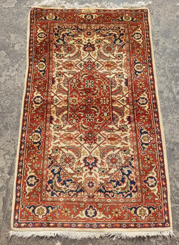 Vintage Hand Made Traditional Rug Oriental Wool Multicolor Carpet 125x76 cm