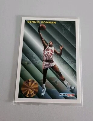 DENNIS RODMAN NBA CARD FLEER 1993-94 LEAGUE LEADER # 227 PISTONS SPURS BULLS - Bild 1 von 4