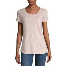 NWT A.N.A. Women's Blouse Pink Pocket Short Sleeve Round Neck