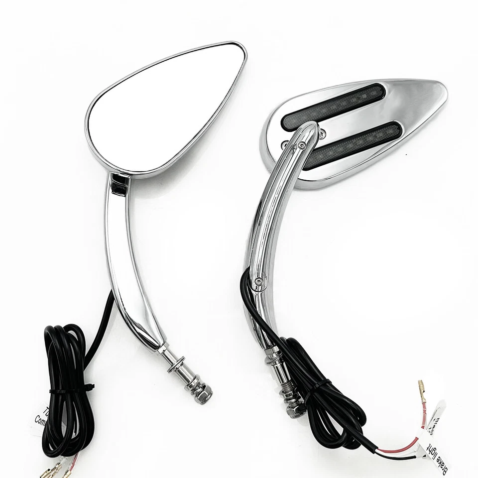 Espejos retrovisores LED para motocicleta con señal de giro para Yamaha Suzuki Kawasaki Honda Harley Foto 3 de 4