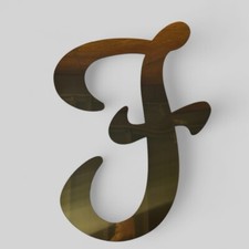 Large Acrylic Gold Cursive Script Letter F  Room Decor 29.5  x23  