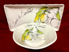 Effetti D' Arte Italy Set Of Serving Bowl & Serving Platter Limon Di Sorrento