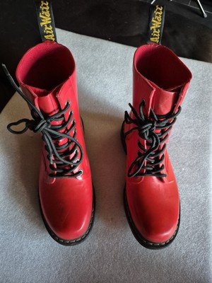 Doc Martens Red Drench Rubber Wellies Welly Boots Größe 39