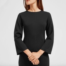 Everlane 3/4 Long Sleeves Shift Dress Whimsigoth Mini Short Black Ponte Size 6