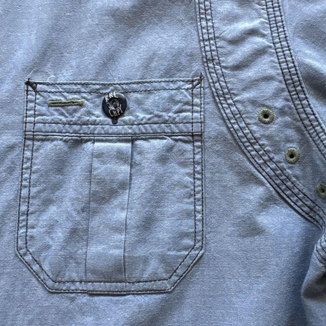 Double RL RRL Solid Chambray Long Sleeve Work Shi… - image 18