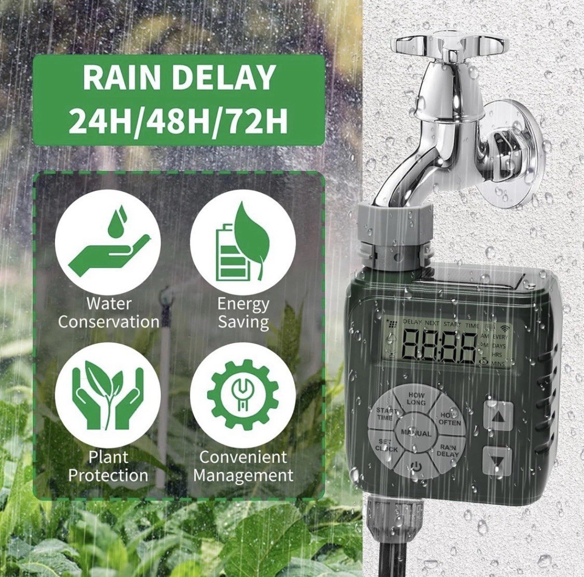 Sprinkler Timer Programmable Irrigation Water Timer for Garden Hose Solar