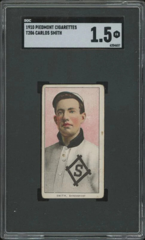 1909 T206 CARLOS SMITH FAIR SL PIEDMONT 350 SGC 1.5 BASEBALL SHREVEPORT PIRATES