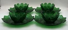 Vintage Anchor Hocking Green Lotus Leaf Plate & Bowl Set of 4 Depression Glass