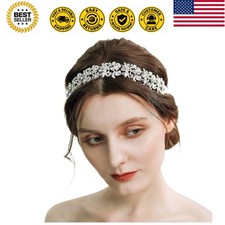 Bridal Headpiece Handmade Wedding Hair Vine Bead Crystal Floral Leaf Headband...