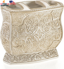 Victoria Beige Toothbrush Holder for Bathroom - Family Toothbrush and Toothpaste