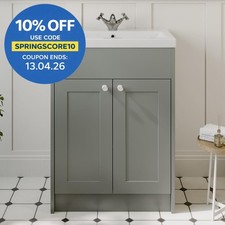 600mm Bathroom Vanity Unit Basin Sink Storage Cabinet Furniture Grey Traditional