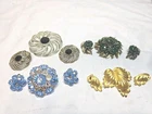 Vintage Brooch Clip On Earrings Lot Of 4 Costume Jewelry Sets Rhinestone...