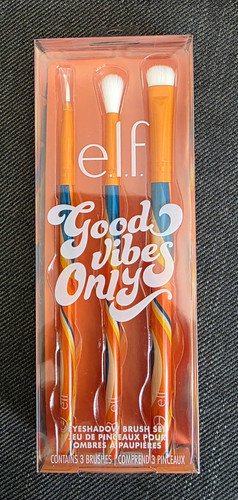 e.l.f. Good Vibes Only Eyeshadow Brush Set 3pc Limited Edition Synthetic 84246