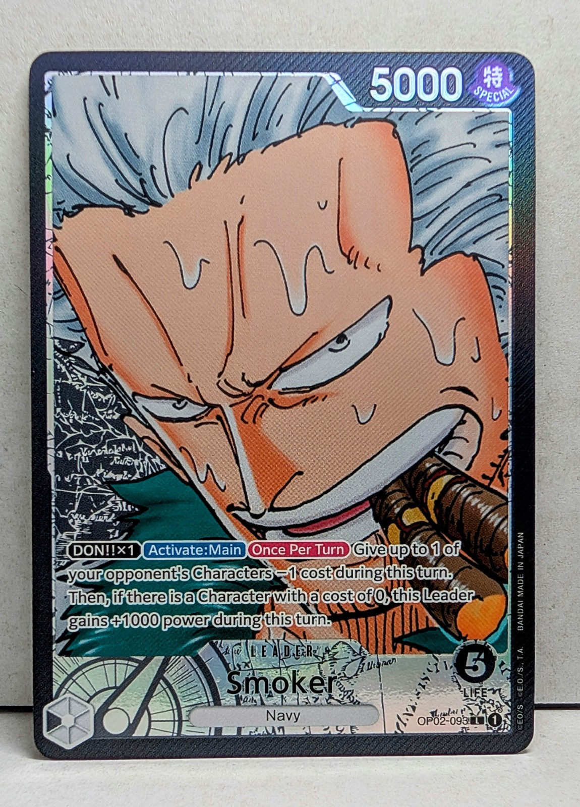 One Piece TCG | Smoker | Alternate Art | Leader | Paramount War | NM | OP02-093