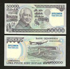 Indonesia 50000 RUPIAH P-136 1993-95 x Specimen Commemorative UNC Airplane NOTE