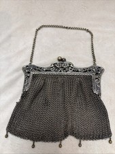 Antique B.M.Co German Silver Mesh Chainmail Art Nouveau Evening Purse 283g