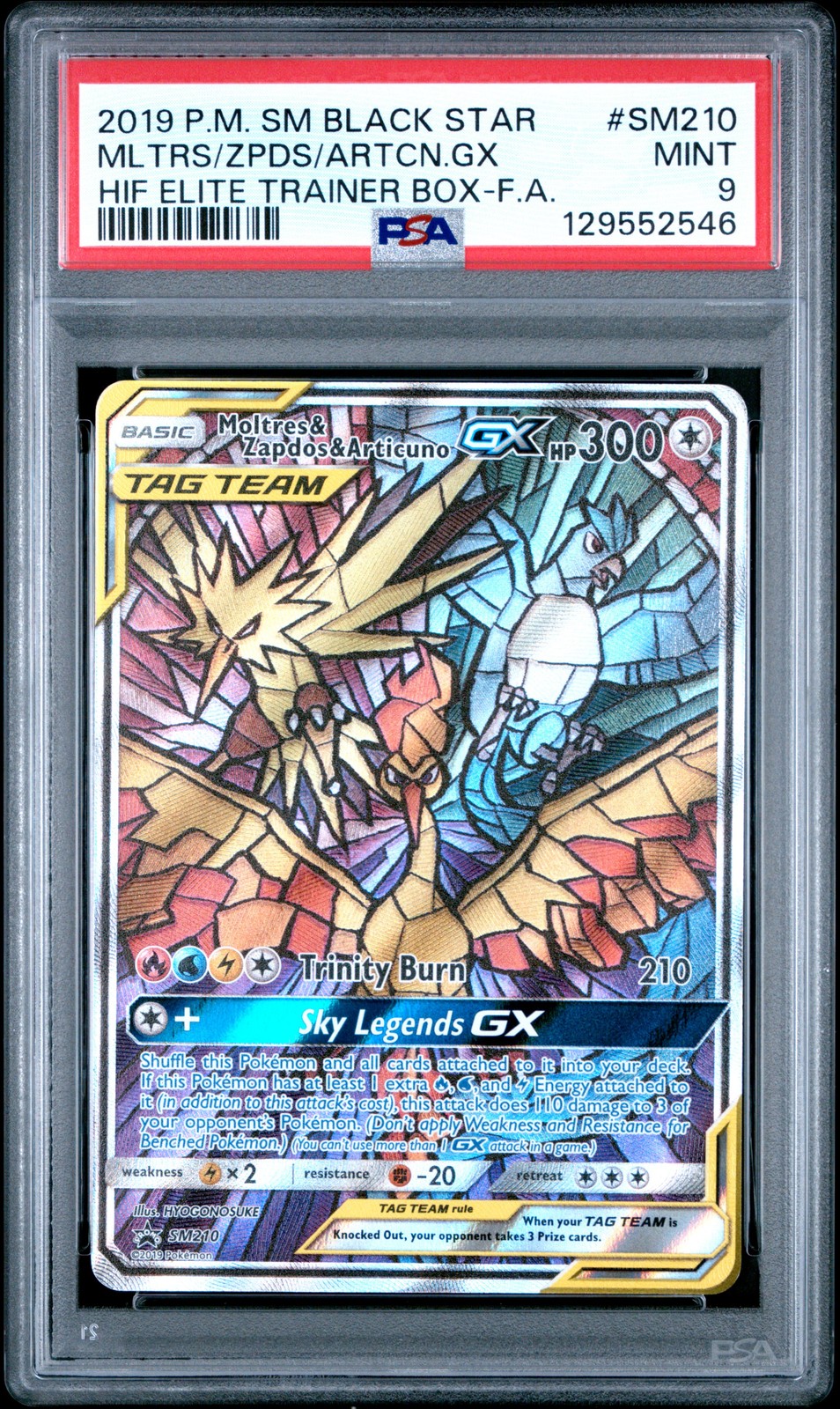 Moltres & Zapdos & Articuno Gx SM210/68 Hidden Fates Elite Pokemon PSA 9