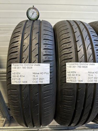 4 PNEUMATICI USATI NEXEN N BLUE HD PLUS ESTIVE 165 60 R14 75 H DOT 2021 - Foto 2 di 22