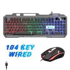 104 Key Wired Luminous Gaming Keyboard  Mouse Combo, Metal, Mechanical Feeling